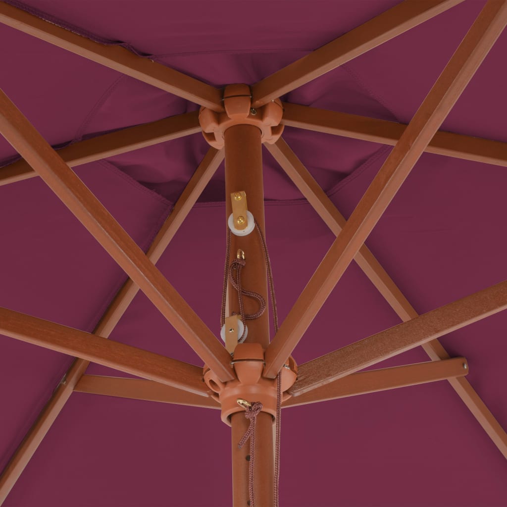 Parasol avec mât en bois 270 cm Bordeaux