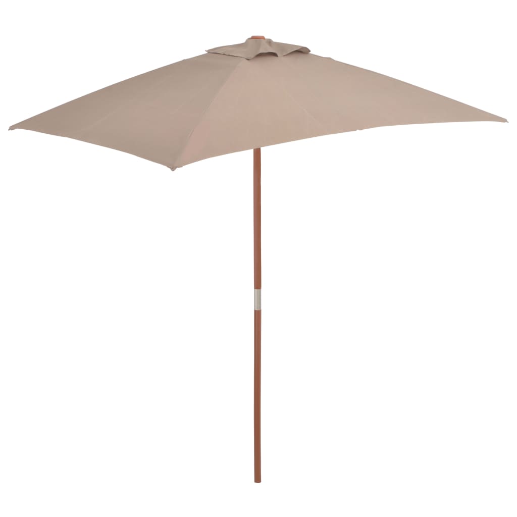 Parasol avec mât en bois 150 x 200 cm Taupe