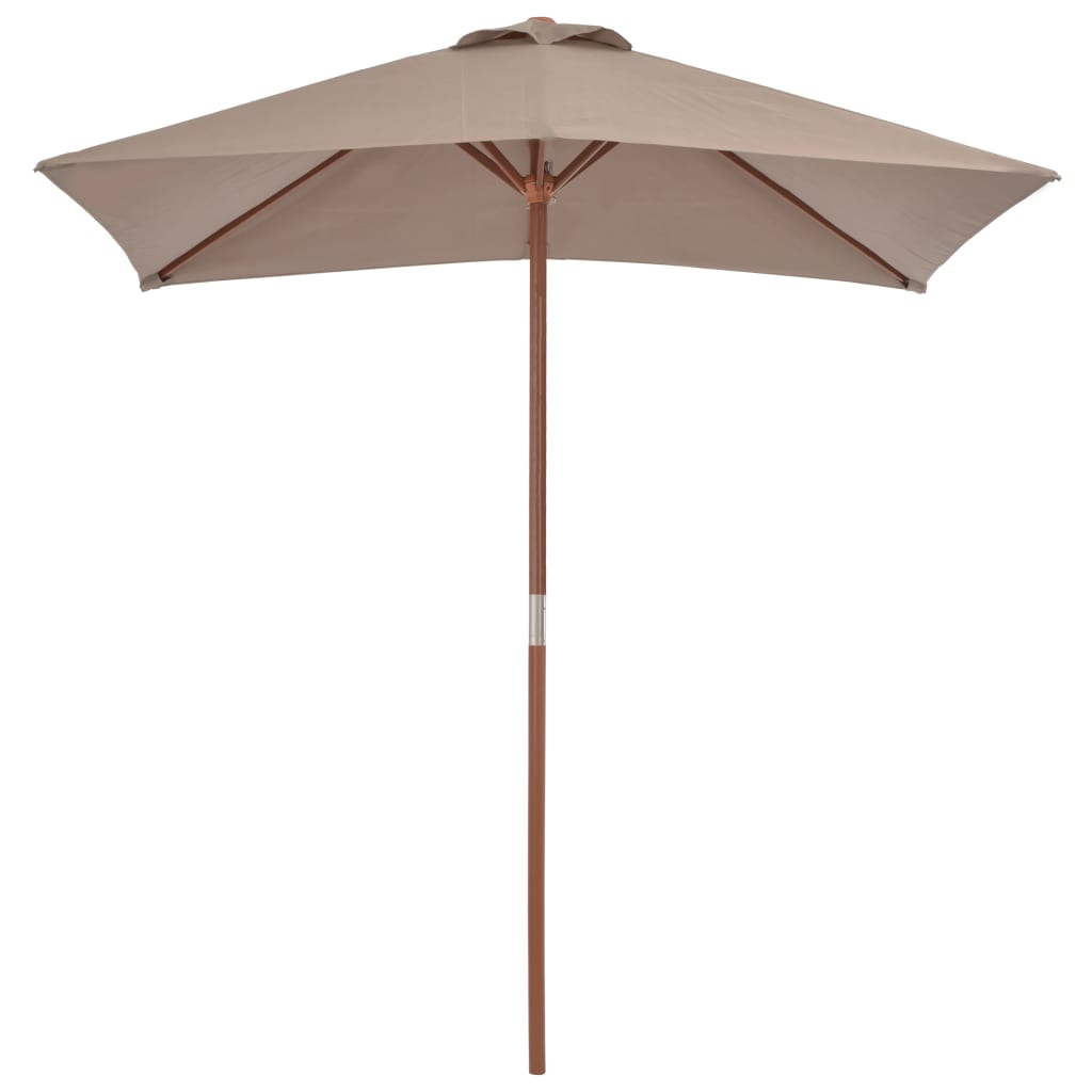 Parasol avec mât en bois 150 x 200 cm Taupe