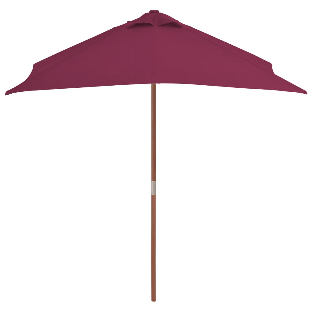 Parasol avec mât en bois 150 x 200 cm Bordeaux