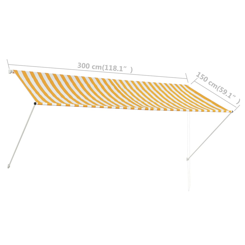 Auvent rétractable 300x150 cm Jaune et blanc
