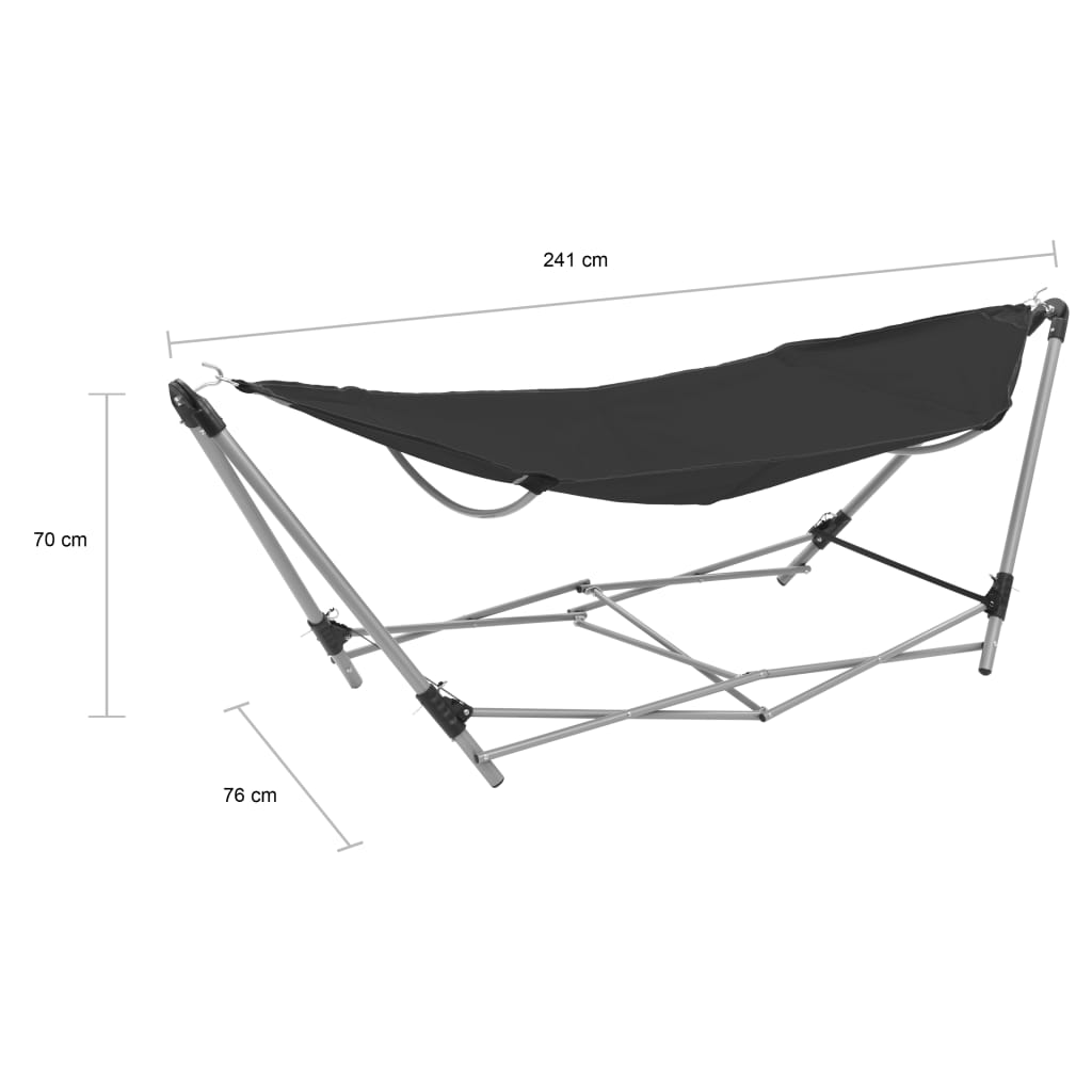 Hamac avec support pliable Noir