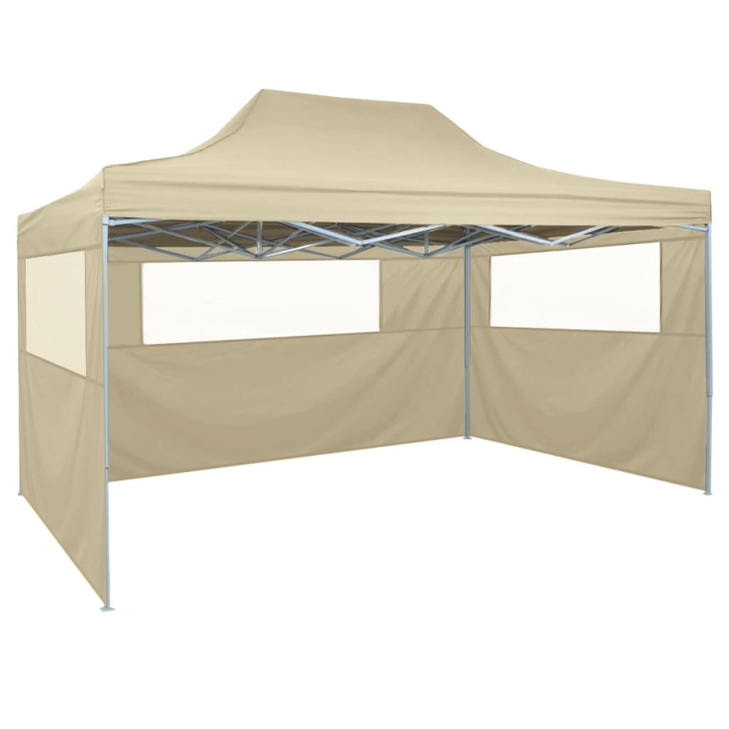 Tente pliable avec 3 parois 3 x 4,5 m Crème