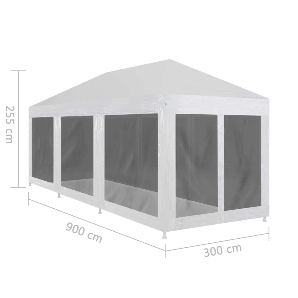Tente de réception avec 8 parois en maille 9 x 3 m