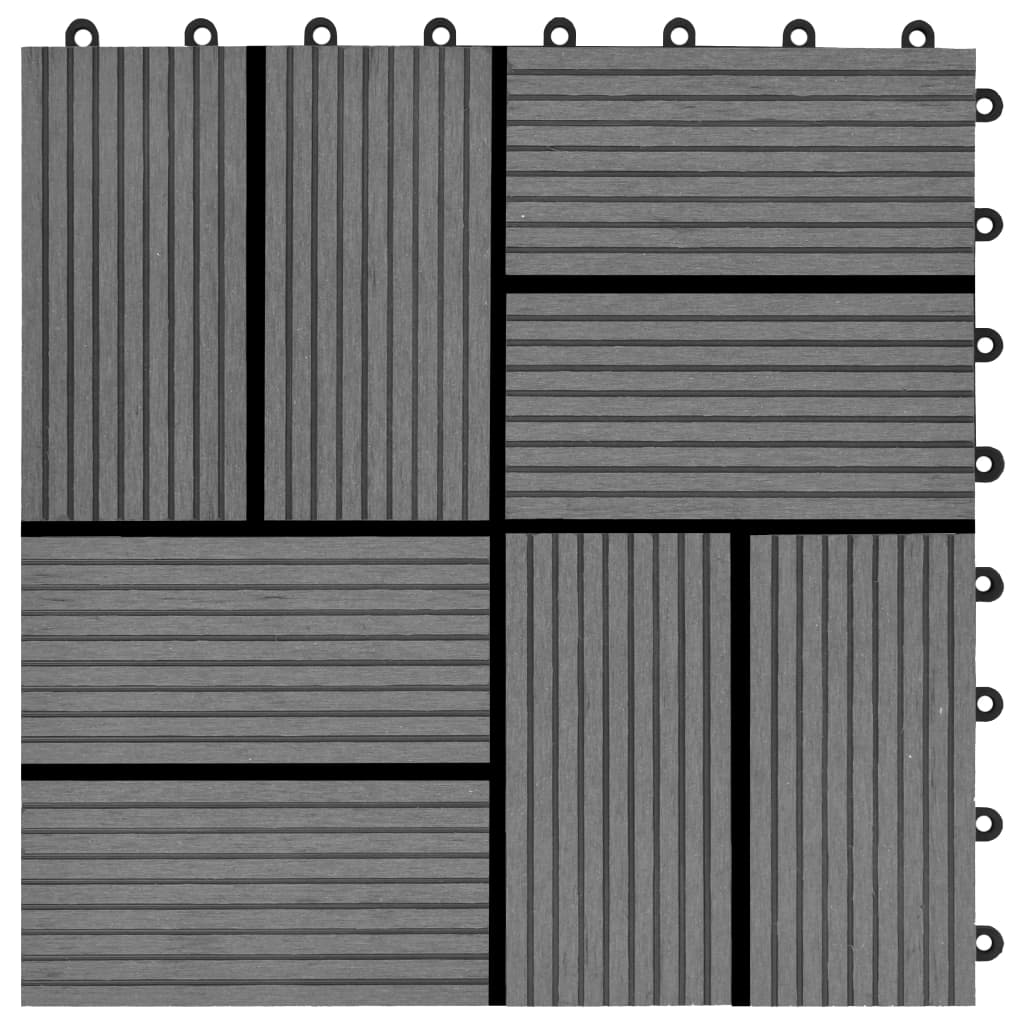 Carreau de terrasse 11 pcs WPC 30 x 30 cm 1 m² Gris