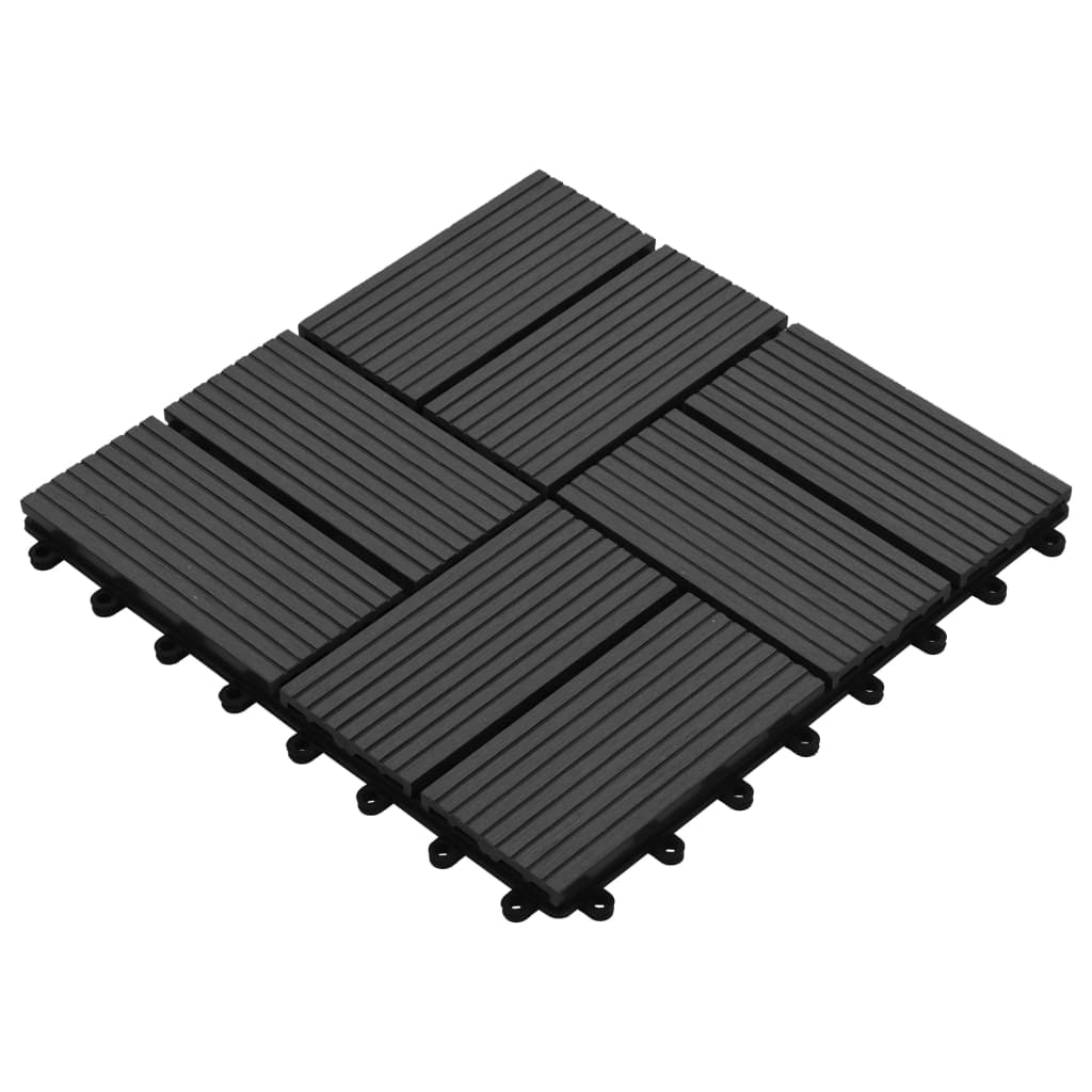 Carreau de terrasse 11 pcs WPC 30 x 30 cm 1 m² Noir