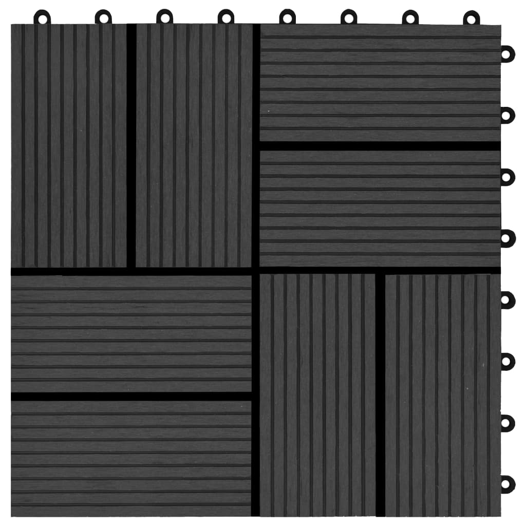 Carreau de terrasse 11 pcs WPC 30 x 30 cm 1 m² Noir