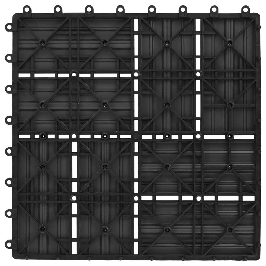 Carreau de terrasse 11 pcs WPC 30 x 30 cm 1 m² Noir