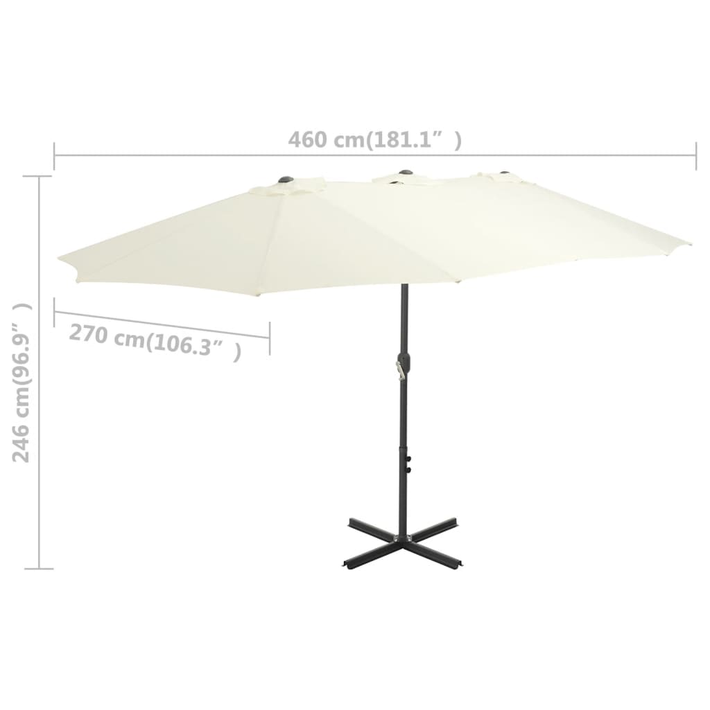 Parasol d'extérieur et poteau en aluminium 460 x 270 cm Sabe