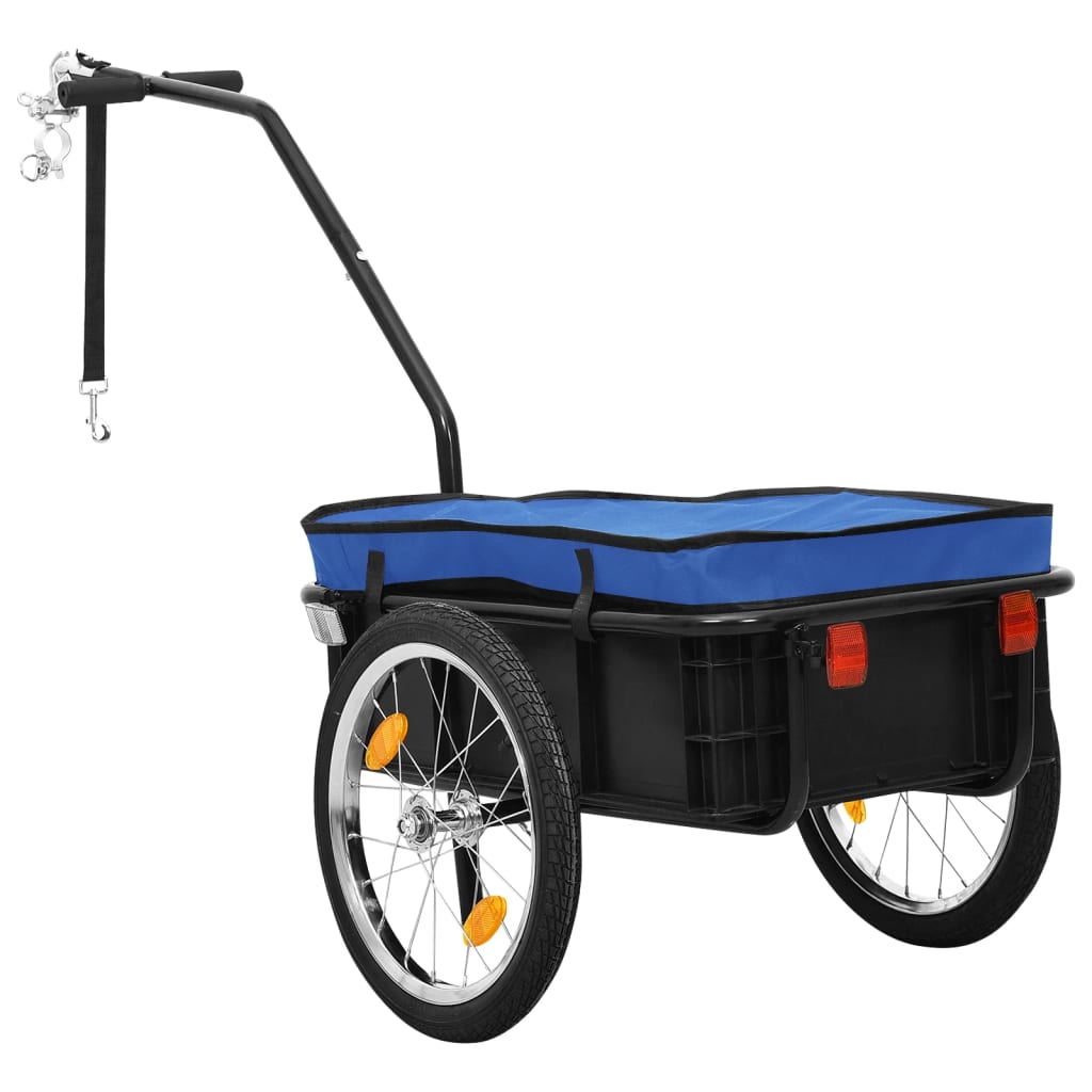 Remorque de vélo/chariot à main 155x60x83 cm Acier Bleu