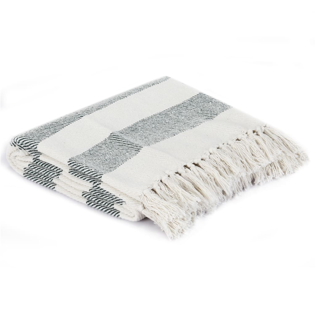 Couverture Coton Rayures 125 x 150 cm Vert foncé