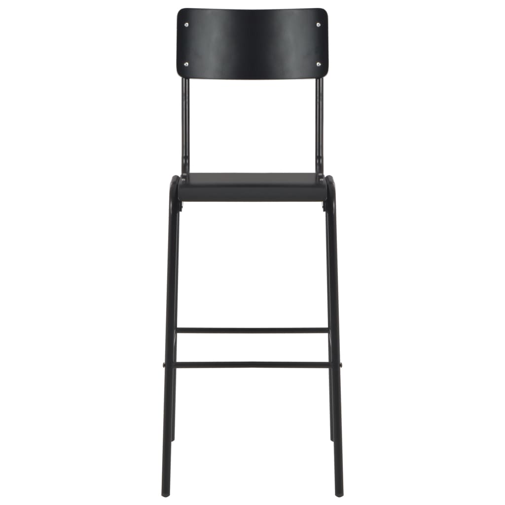 Chaises de bar Noir 2 pcs contreplaqué solide et acier