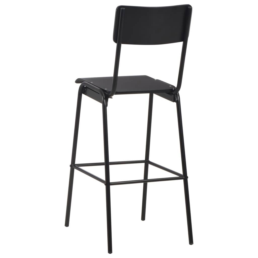 Chaises de bar Noir 2 pcs contreplaqué solide et acier