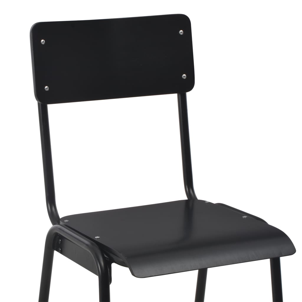 Chaises de bar Noir 2 pcs contreplaqué solide et acier