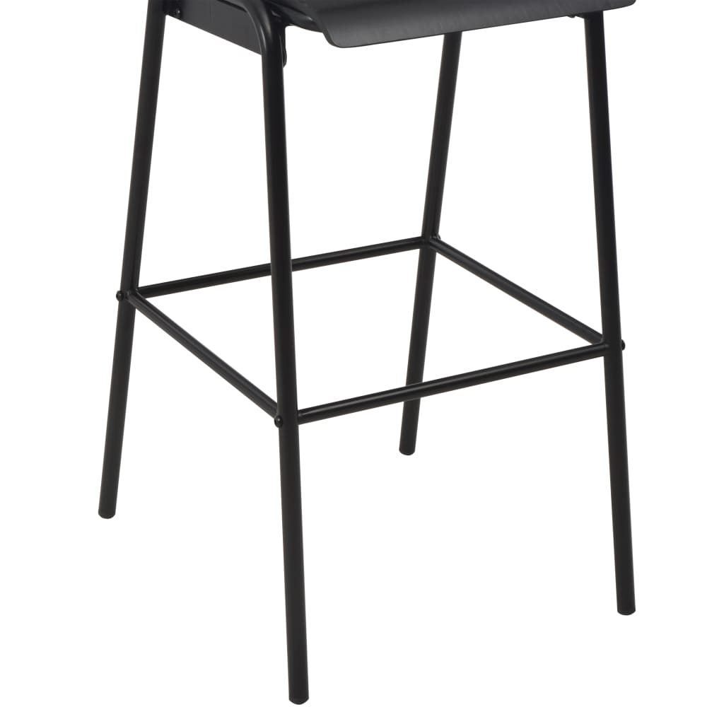 Chaises de bar Noir 2 pcs contreplaqué solide et acier