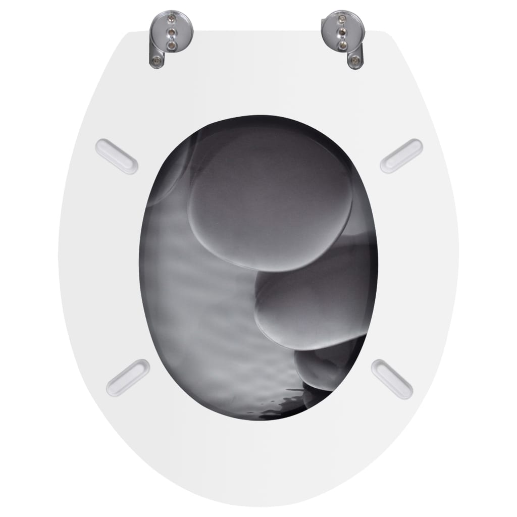 Sièges de toilette avec couvercles 2 pcs MDF Pierres