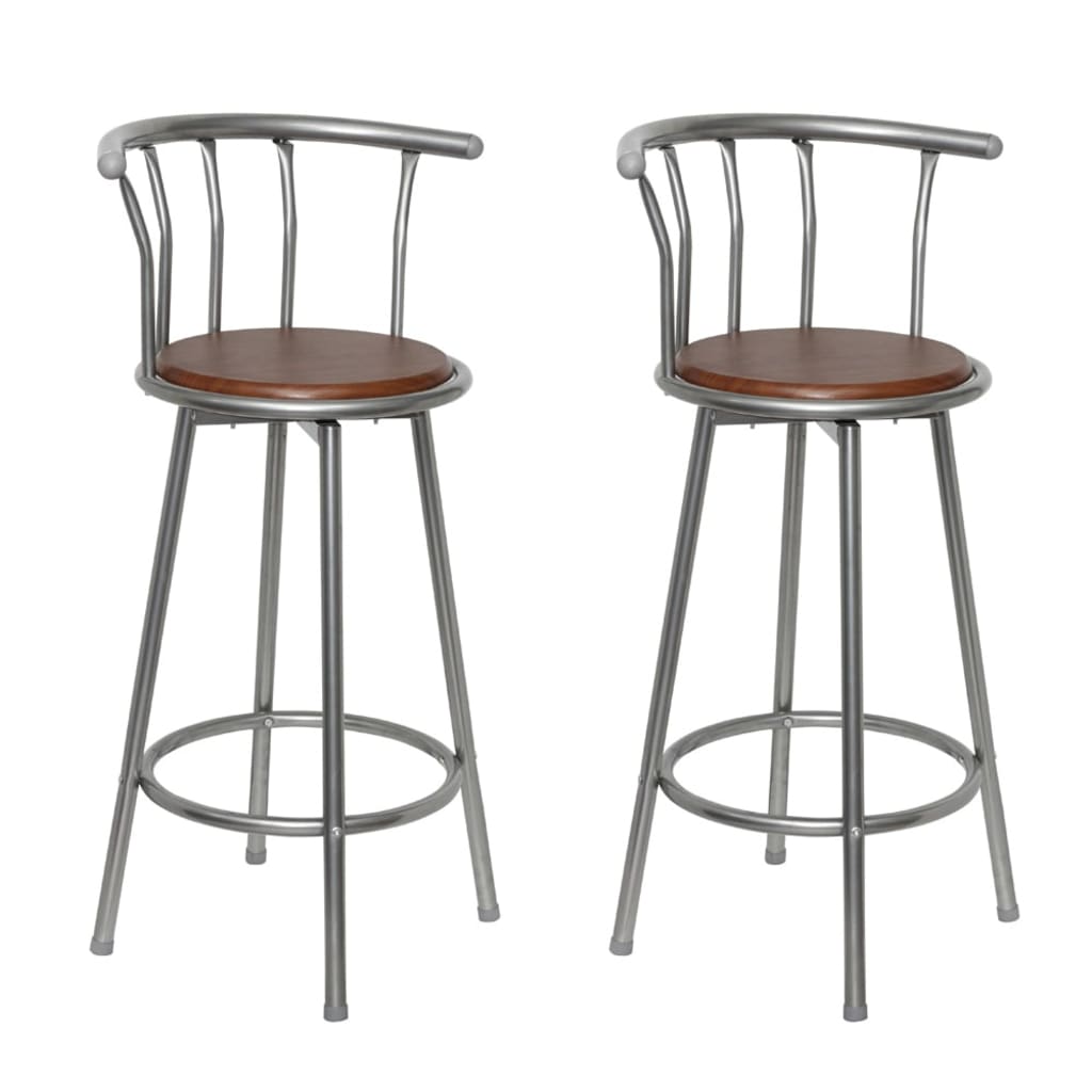 Tabourets de bar 2 pcs Marron Acier