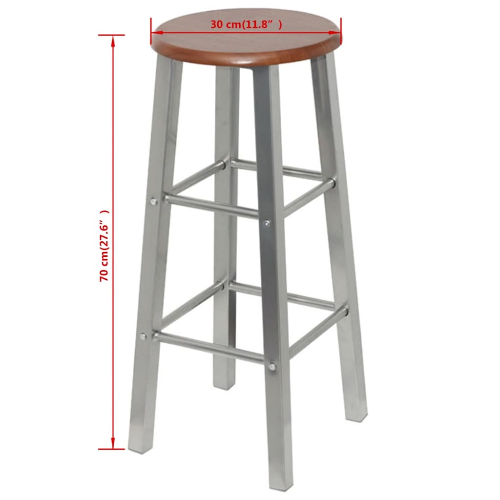 Tabouret de bar 2 pcs Métal avec siège en MDF