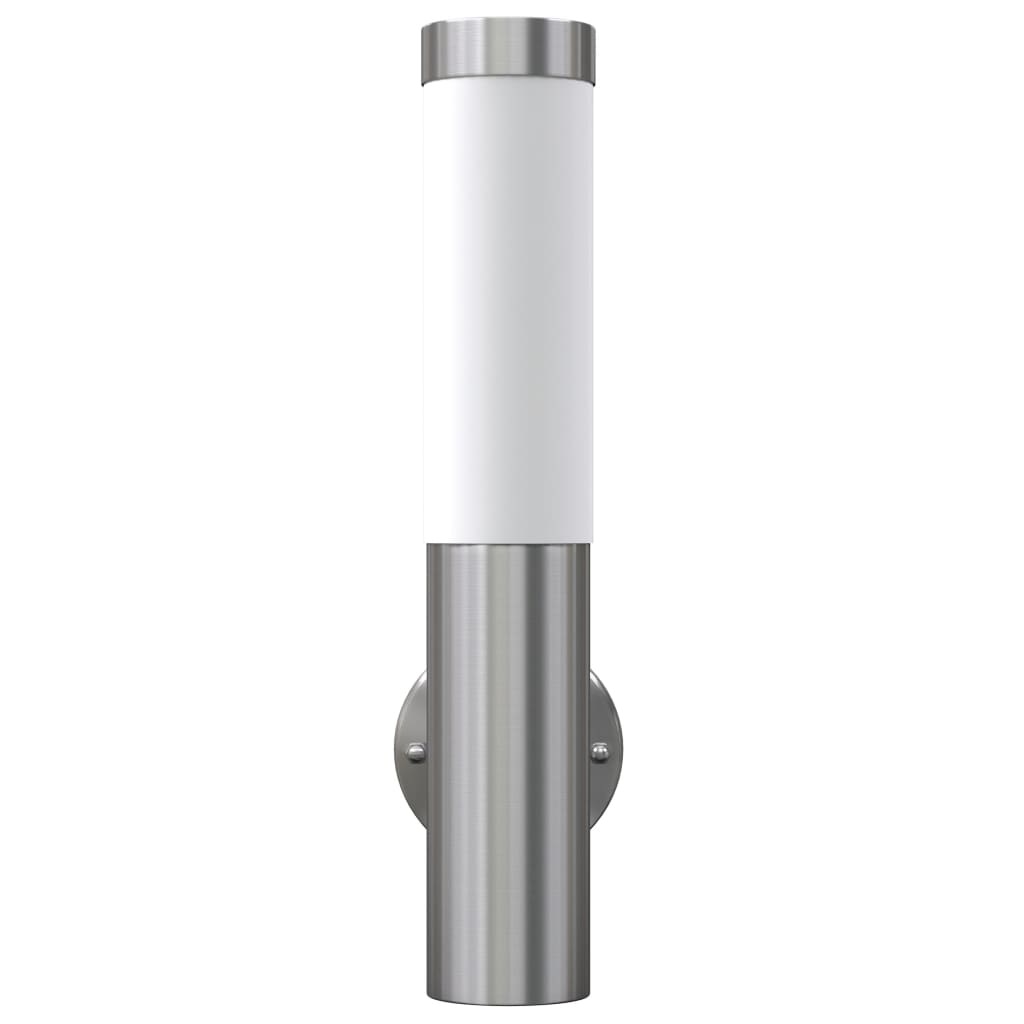 2 appliques murales cylindriques en acier inoxydable
