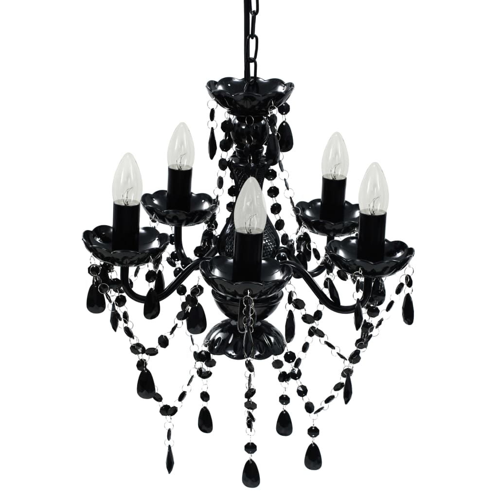 Lustre avec 5 ampoules Crystal noir