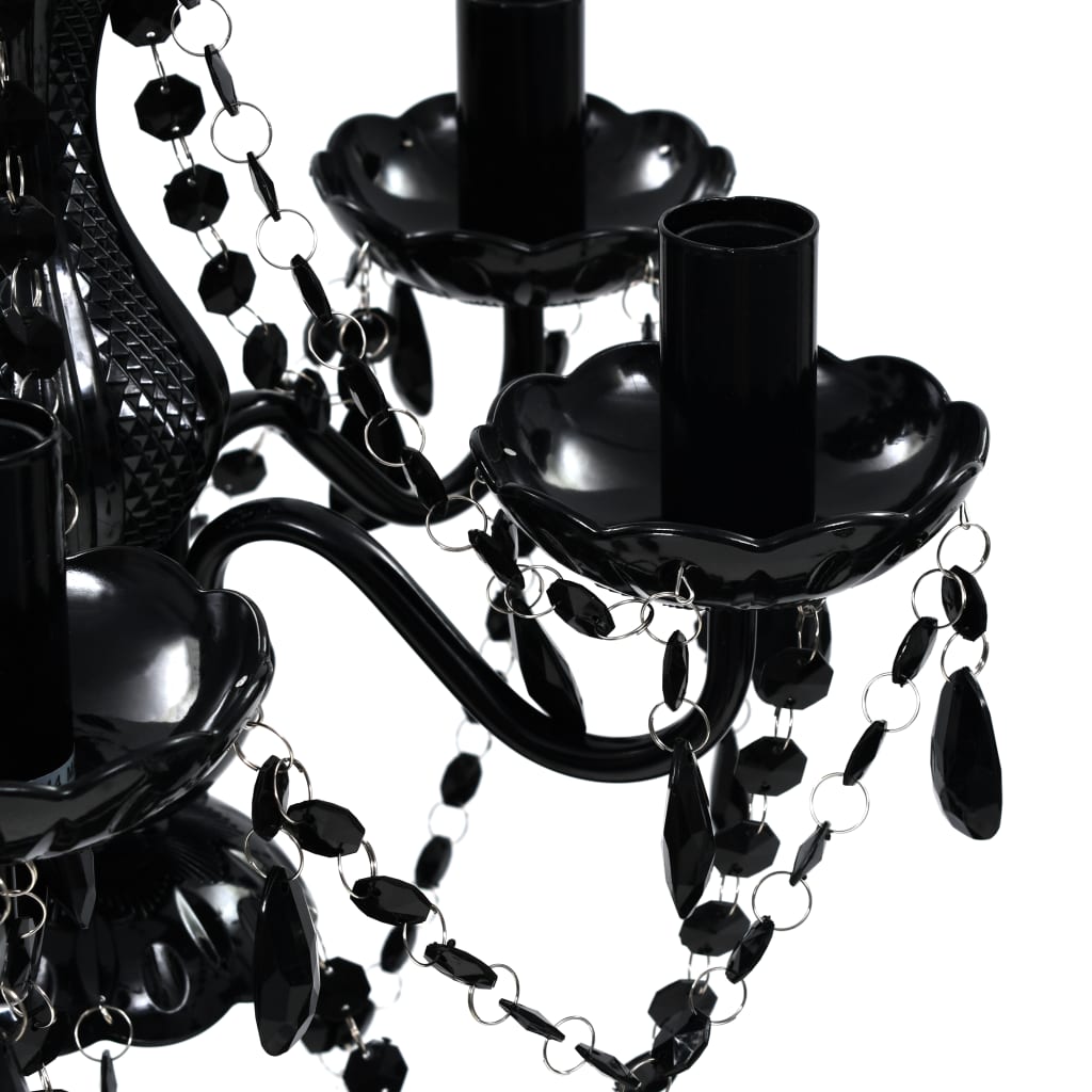 Lustre avec 5 ampoules Crystal noir