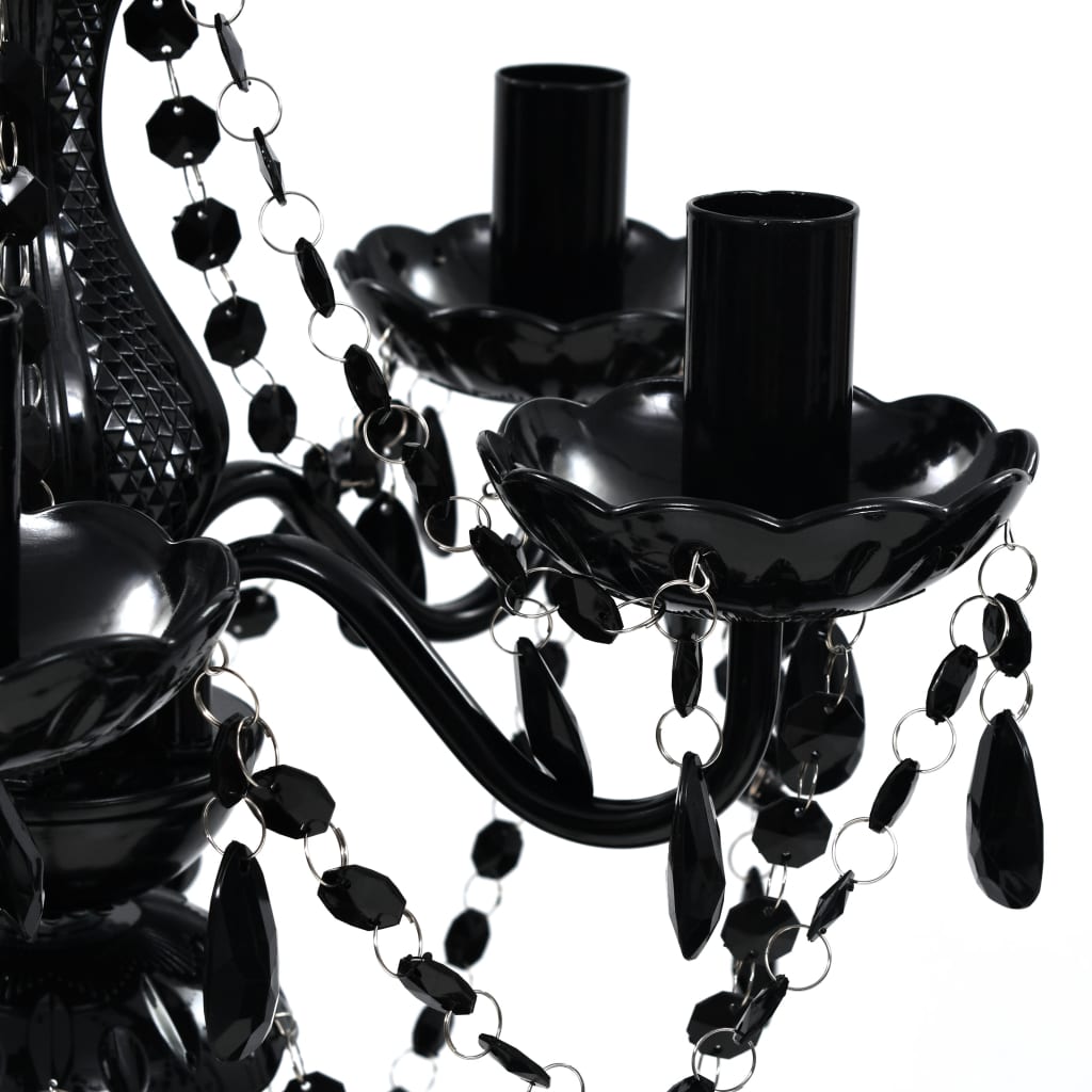 Lustre avec 5 ampoules Crystal noir