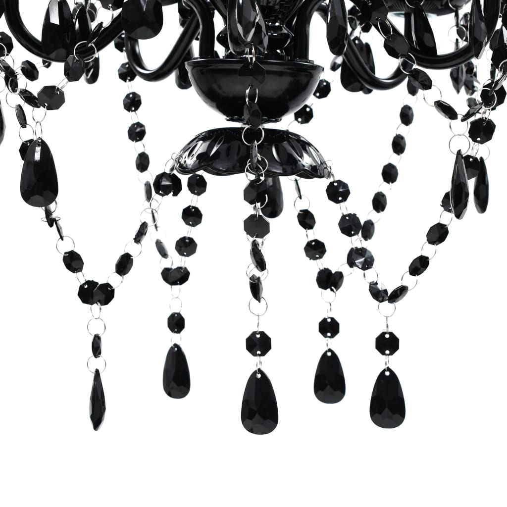 Lustre avec 5 ampoules Crystal noir