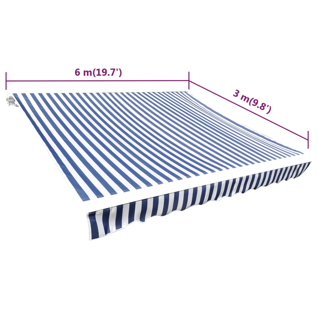Toit d'auvent Toile Bleu et blanc 6x3 m (Cadre non inclus)