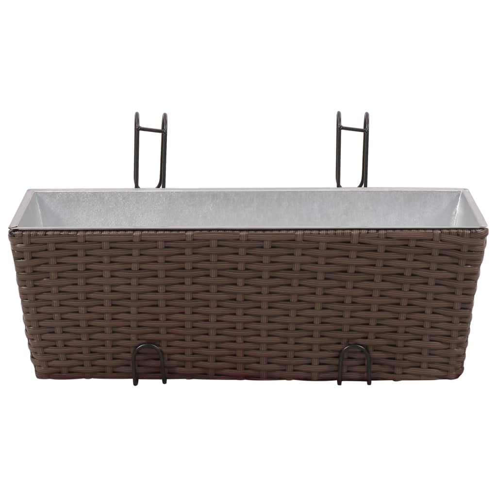 Jeu de jardinières de balcon Trapèze Rotin 50 cm 2 pcs Marron