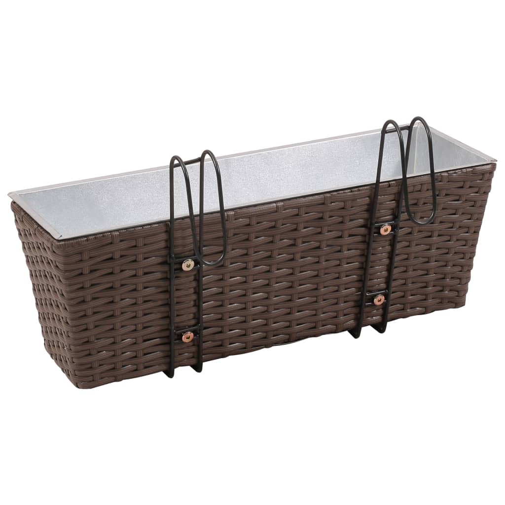 Jeu de jardinières de balcon Trapèze Rotin 50 cm 2 pcs Marron