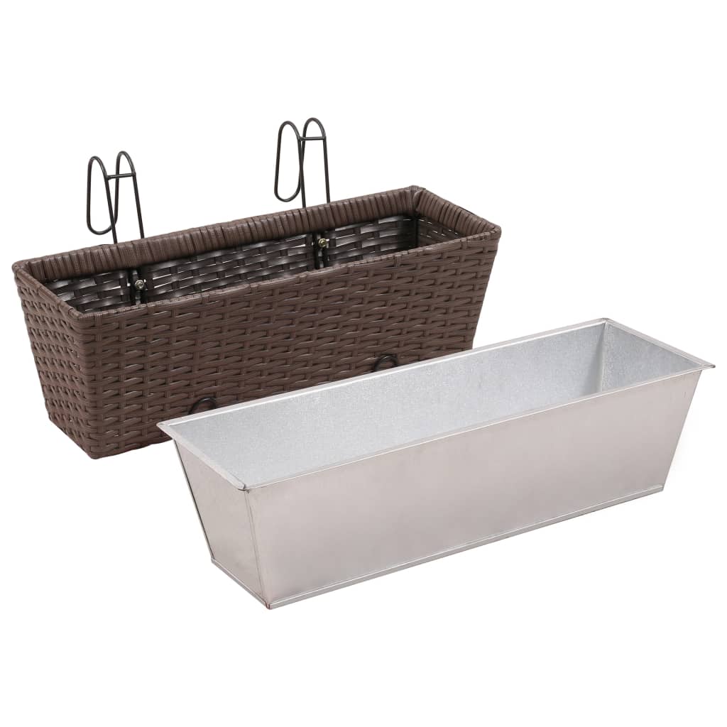 Jeu de jardinières de balcon Trapèze Rotin 50 cm 2 pcs Marron