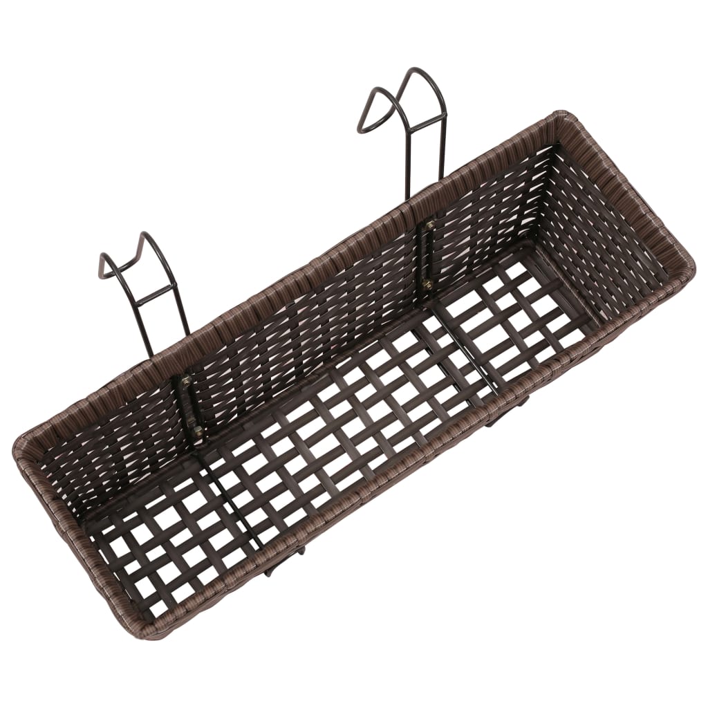 Jeu de jardinières de balcon Trapèze Rotin 50 cm 2 pcs Marron