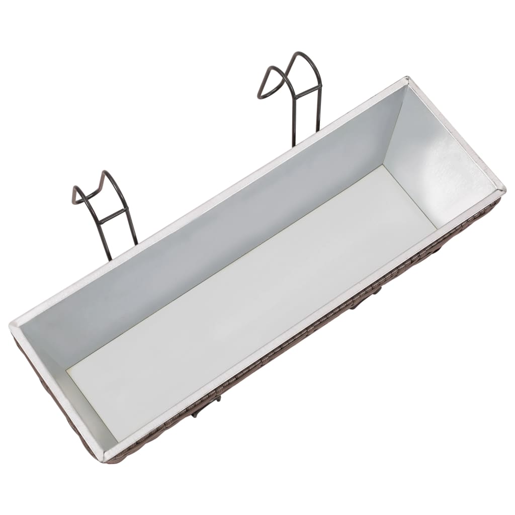 Jeu de jardinières de balcon Trapèze Rotin 50 cm 2 pcs Marron