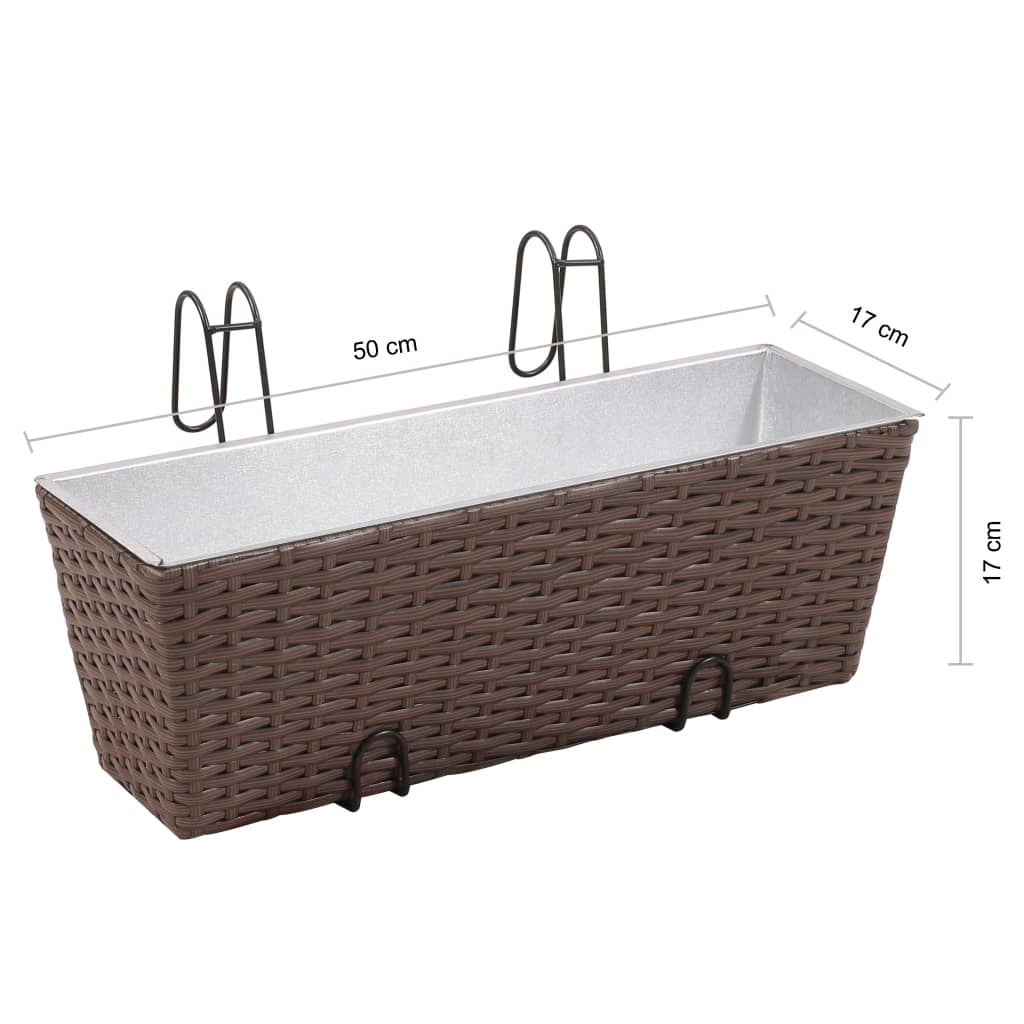 Jeu de jardinières de balcon Trapèze Rotin 50 cm 2 pcs Marron