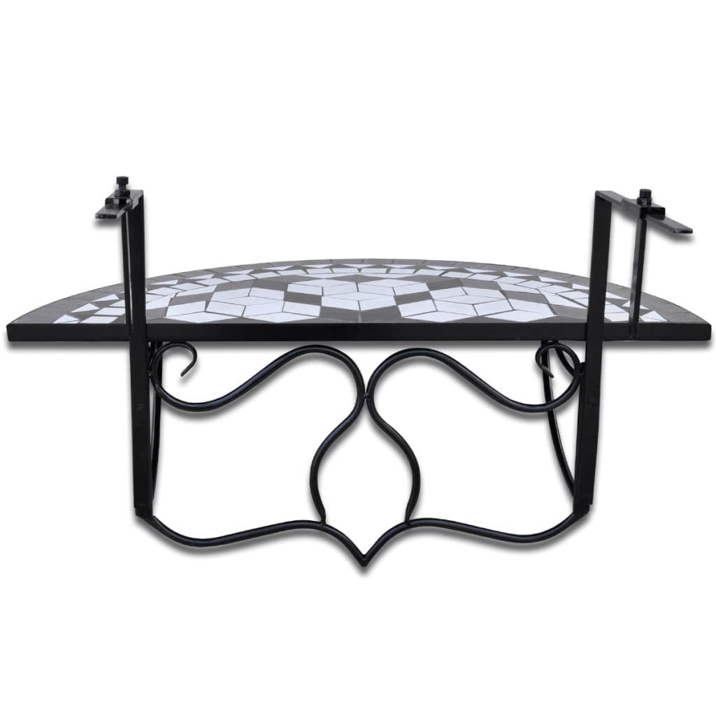 Table suspendue de balcon Noir et blanc Mosaïque