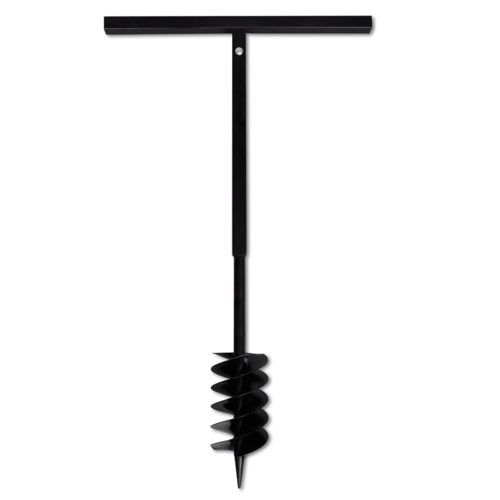Tarière de sol avec mèche de tarière spirales 120 mm Acier Noir