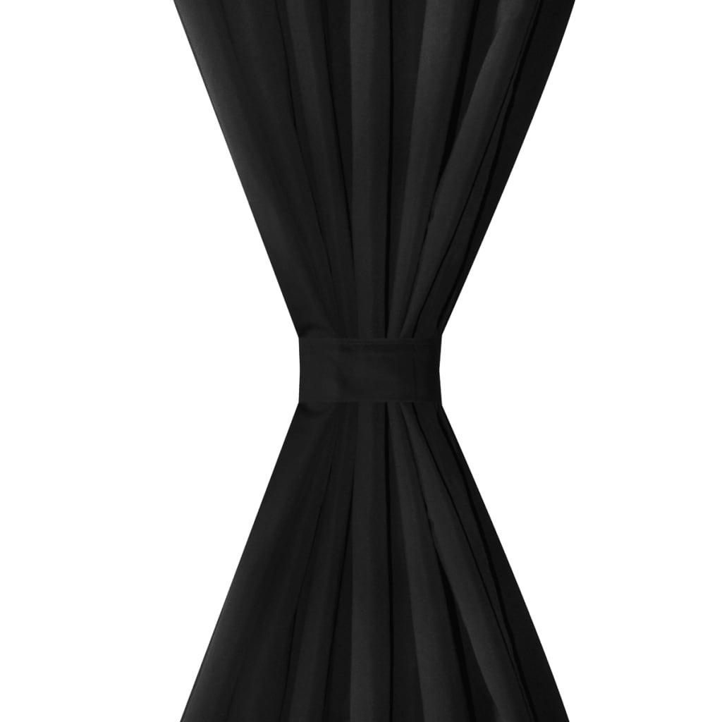 2 pcs Rideau à Passant Micro Satin Noir 140 x 225 cm