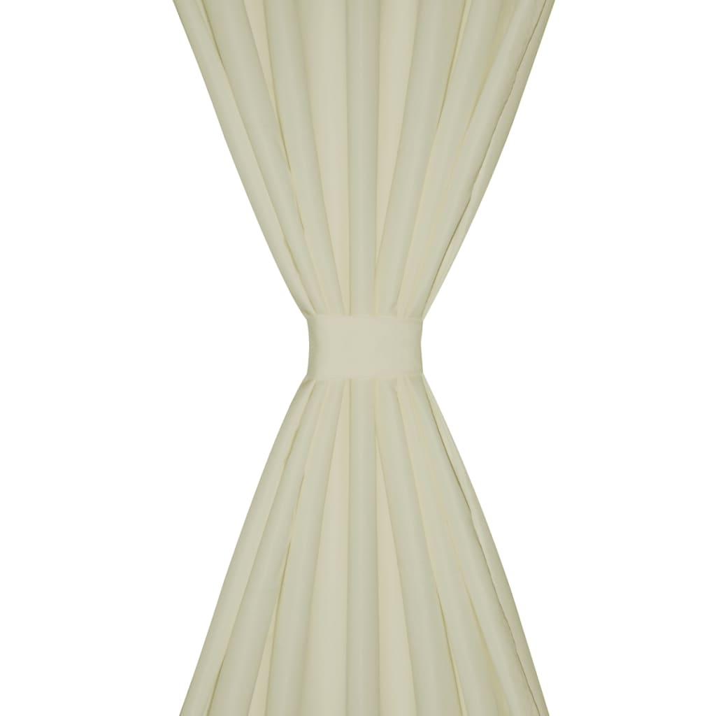 2 pcs Rideau à Passant Micro Satin Crème 140 x 245 cm