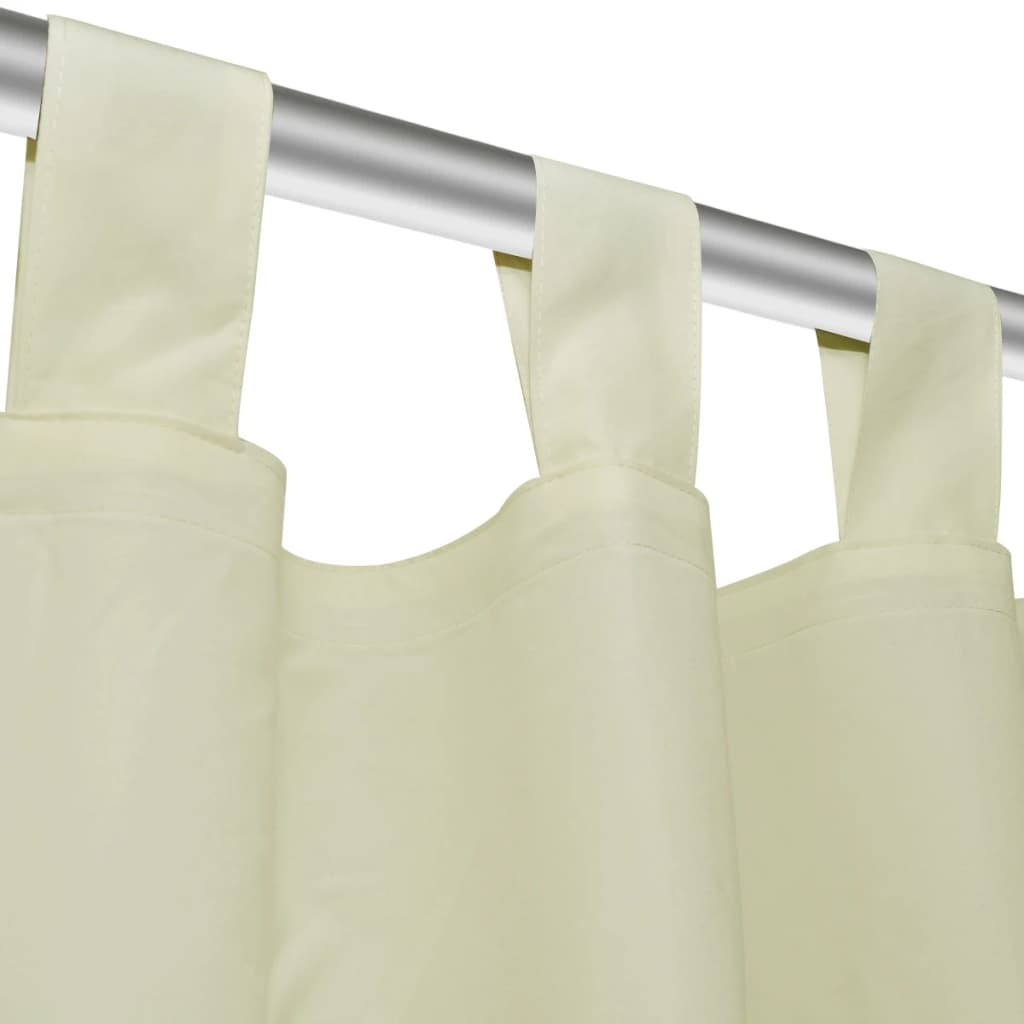 2 pcs Rideau à Passant Micro Satin Crème 140 x 245 cm