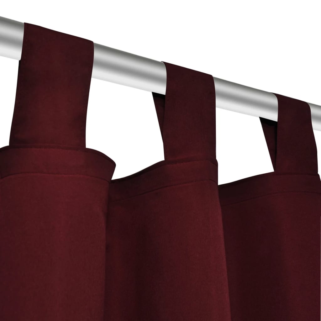 2 pcs Rideau à Passant Micro Satin Bordeaux 140 x 225 cm