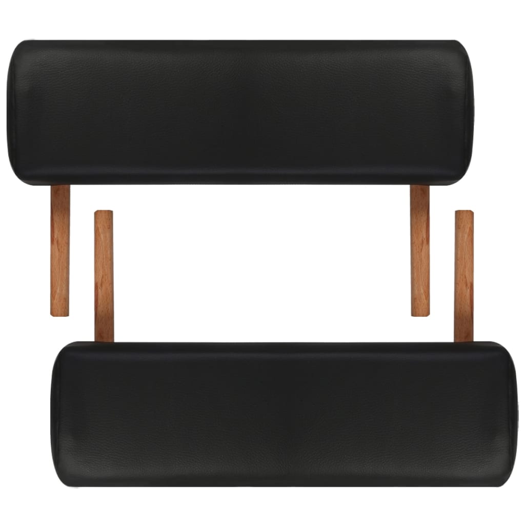 Table de massage pliable Noir 2 zones avec cadre en bois