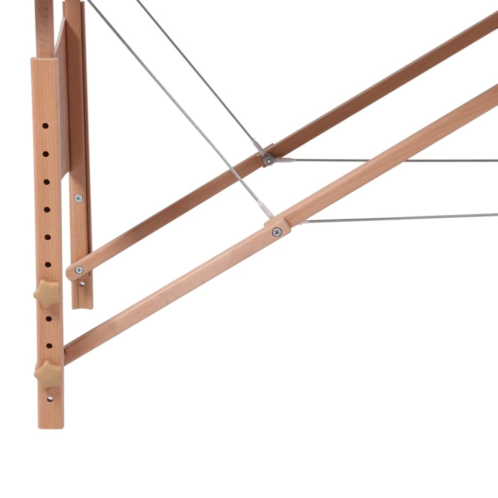 Table de massage pliable Blanc crème 2 zones avec cadre en bois