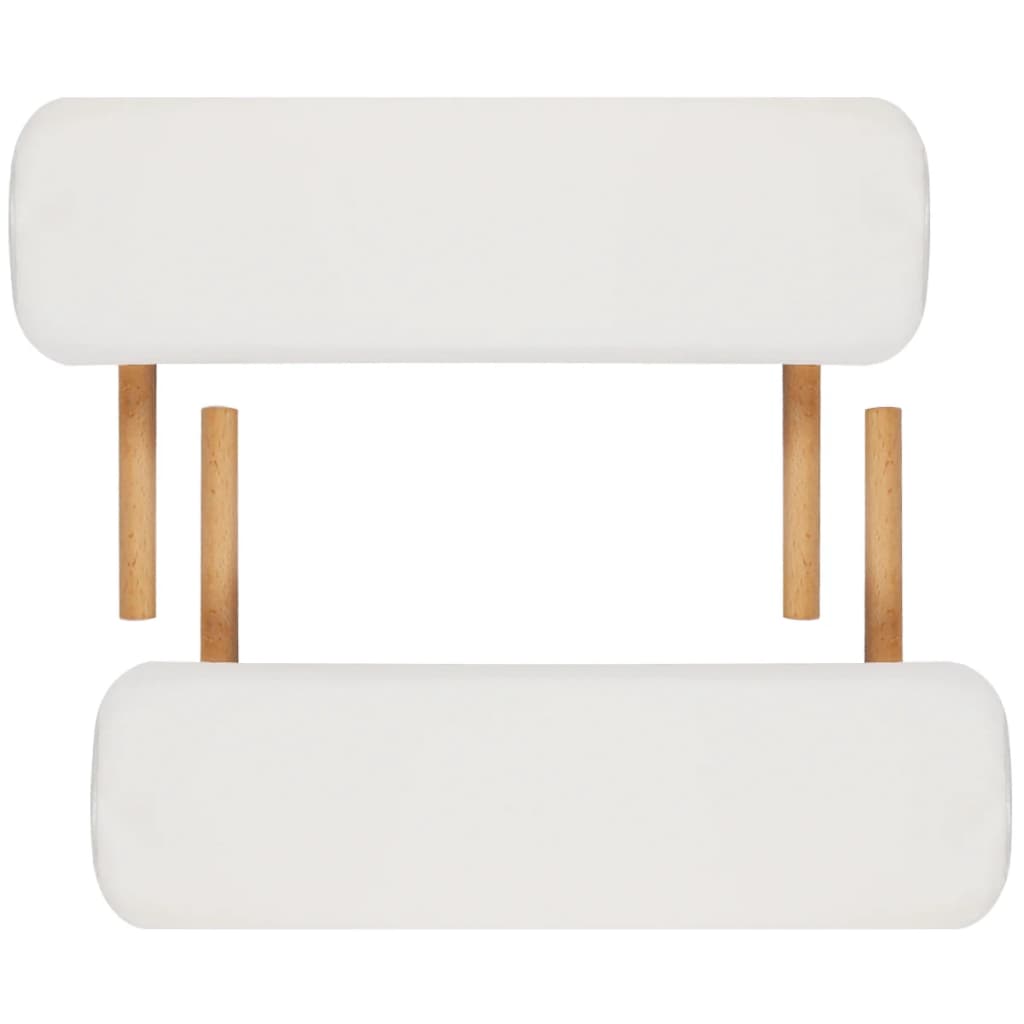 Table de massage pliable Blanc crème 2 zones avec cadre en bois