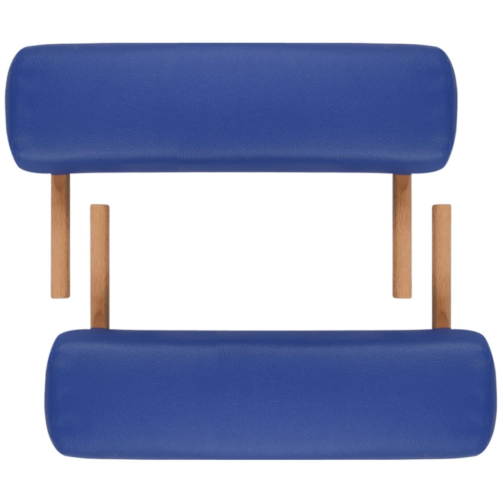 Table pliable de massage Bleu 3 zones avec cadre en bois