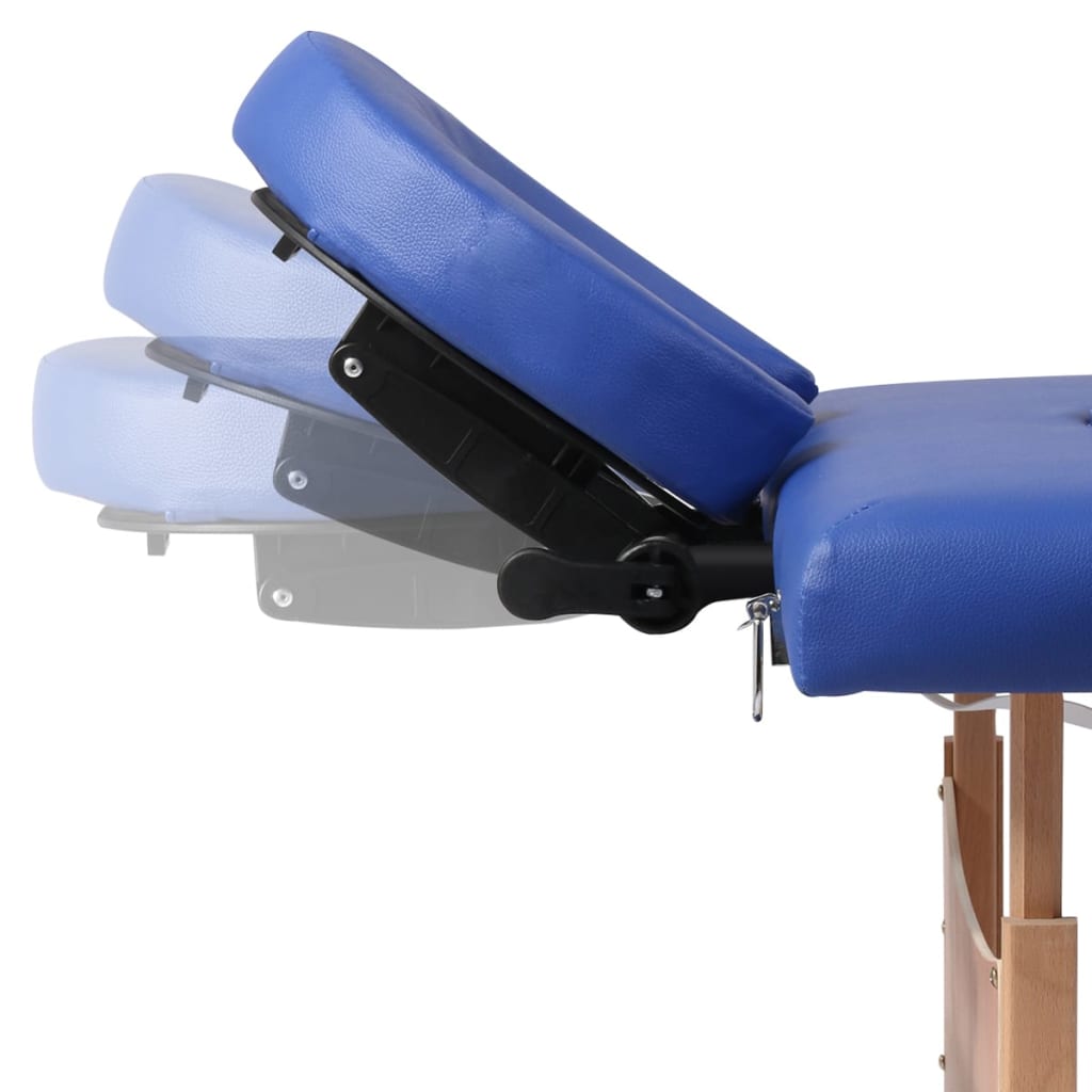 Table de massage pliable Bleu 4 zones avec cadre en bois