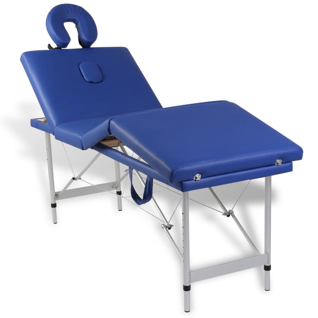 Table pliable de massage Bleu 4 zones avec cadre en aluminium
