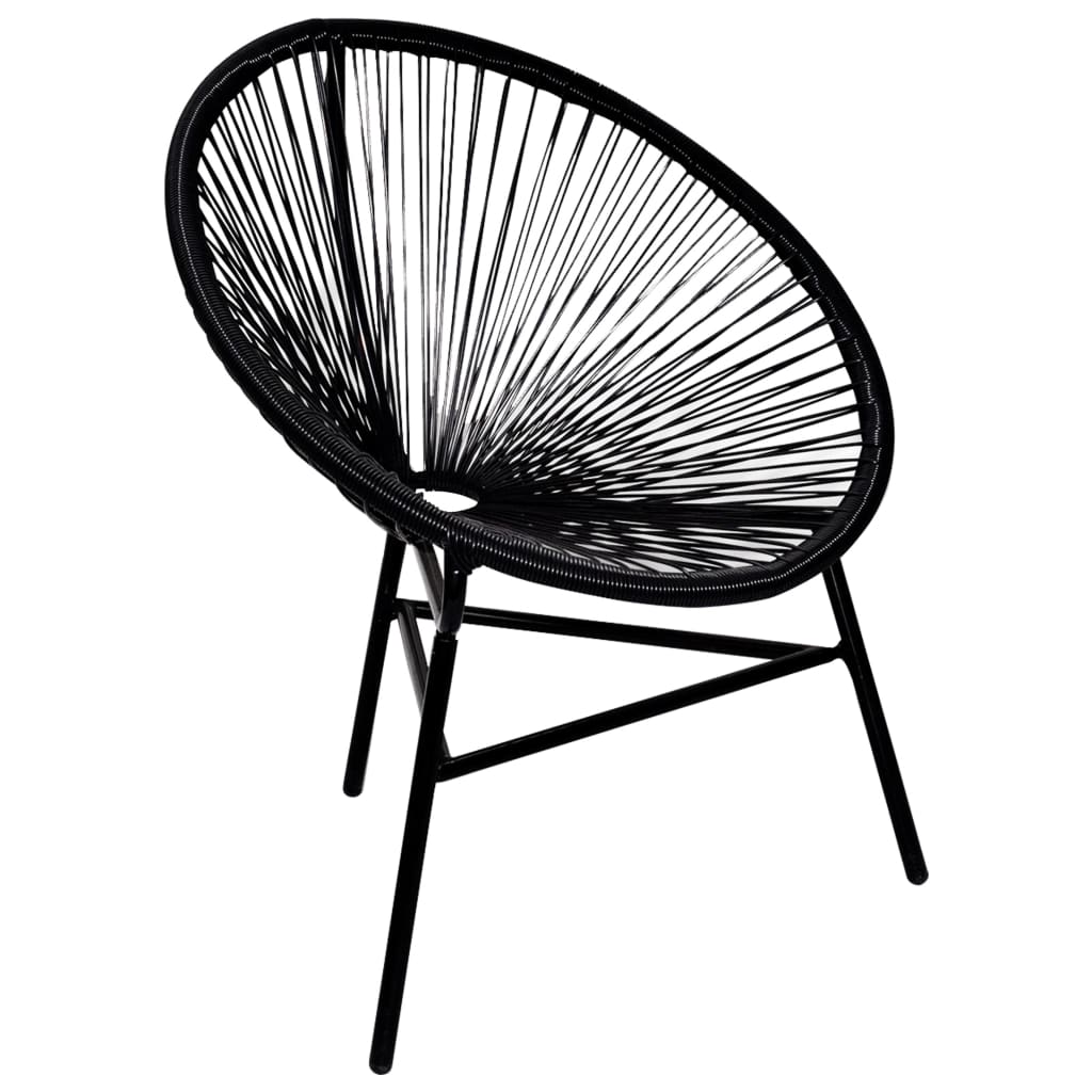Chaise de jardin forme de lune Résine tressée Noir