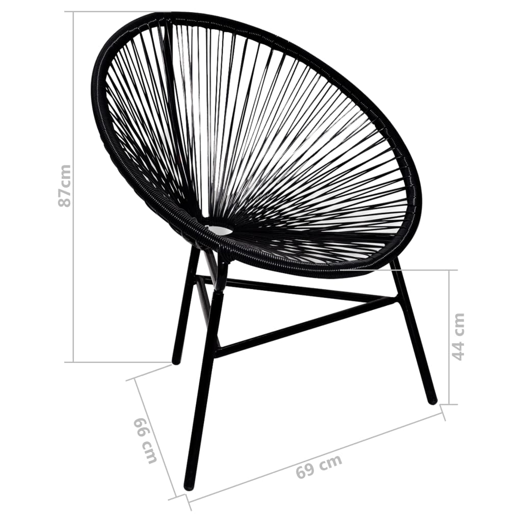 Chaise de jardin forme de lune Résine tressée Noir