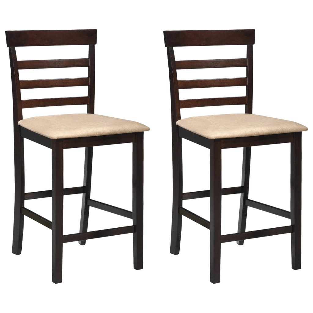 Chaises de bar lot de 2 marron tissu