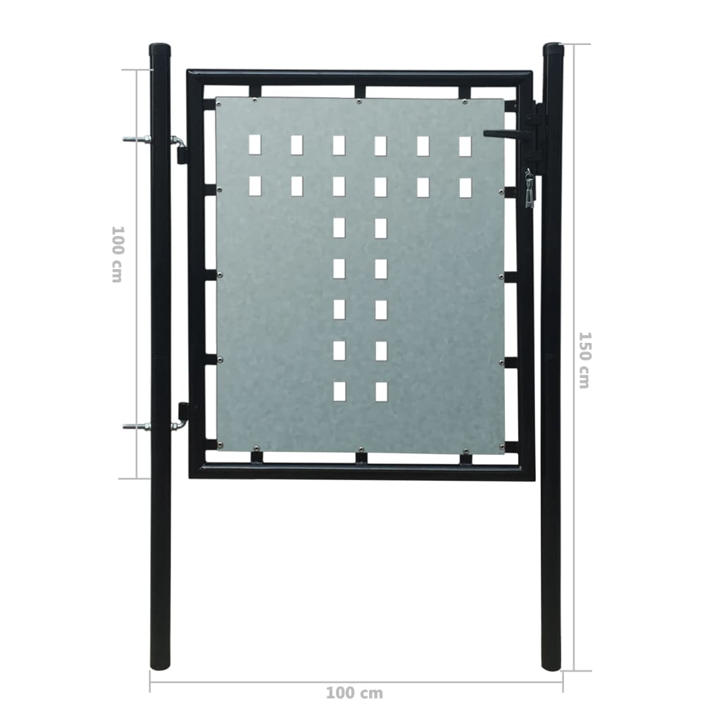 Portail simple de clôture Noir 100x150 cm